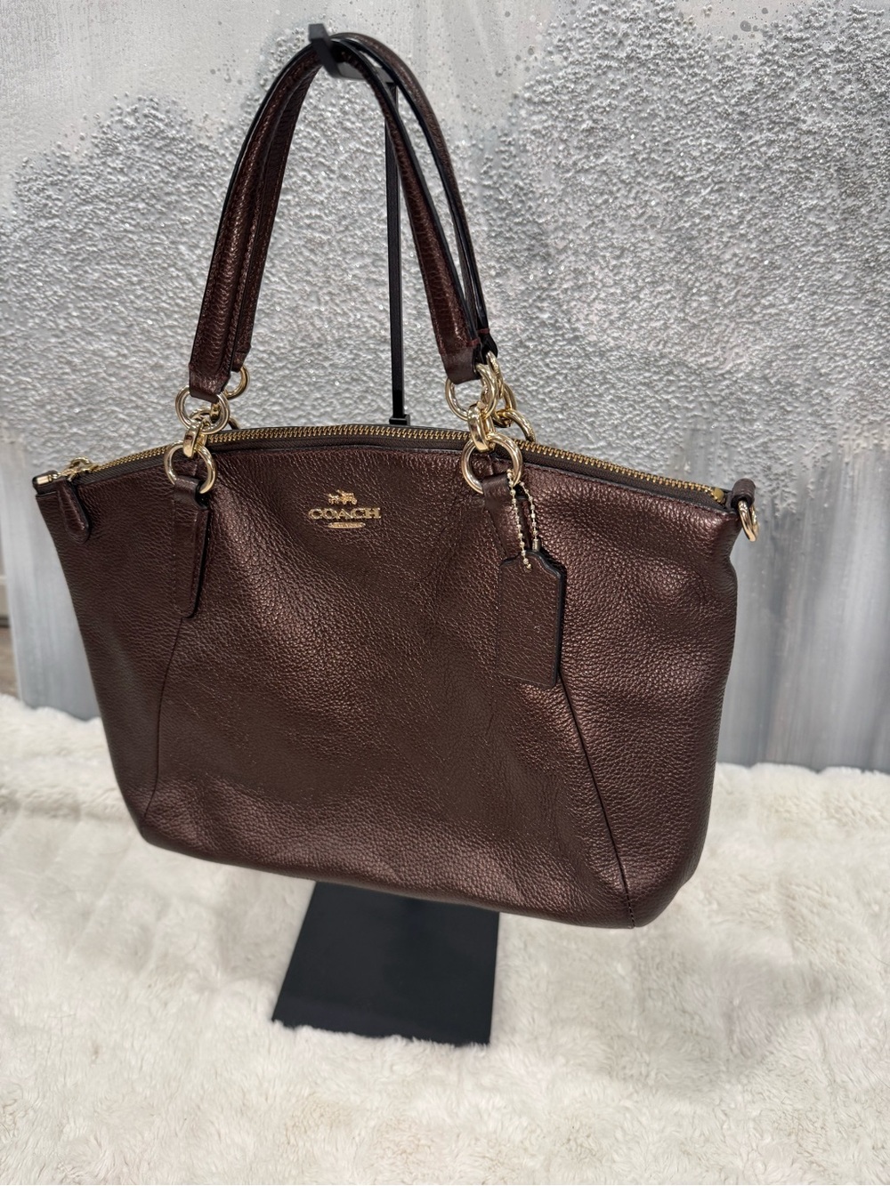 Coach Kelsey Oxblood Pebbled Satchel in Bronze - Picture 3 of 9